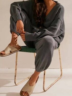 Free People Beach Hailee Cardi Set Peppery Gray Small GUC